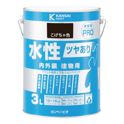 カンペハピオ 水性ツヤあり建物用PRO こげちゃ色 3L #00447650161030(代引不可)【送料無料】