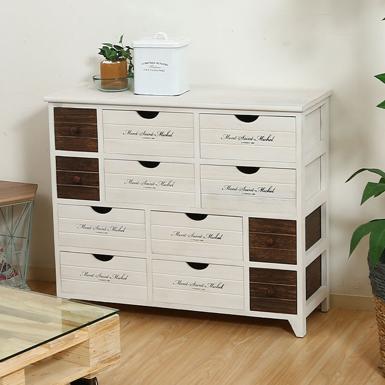 楽天市場】7段チェスト アンティークシャビーシックシリーズ完成品