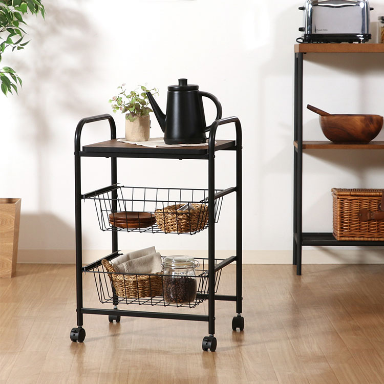 キッチンワゴン FBC-01-1 BK/BR(代引不可)【送料無料】
