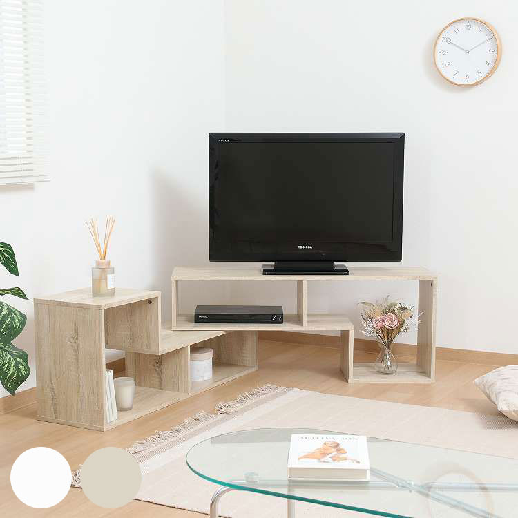 L字型伸縮TVボード オーク オークWH テレビ台(代引不可)【送料無料】