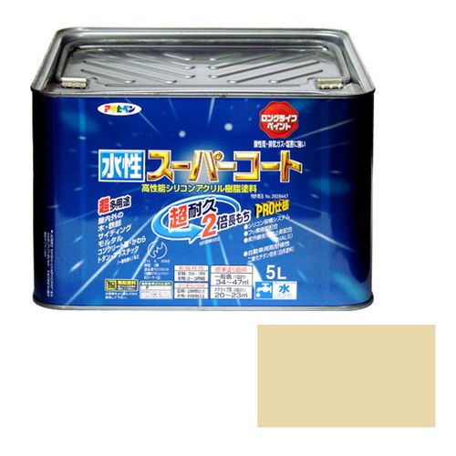 アサヒペン 多用途-水性スーパーコート 5L-ティントベ-ジュ【送料無料】｜リコメン堂生活館