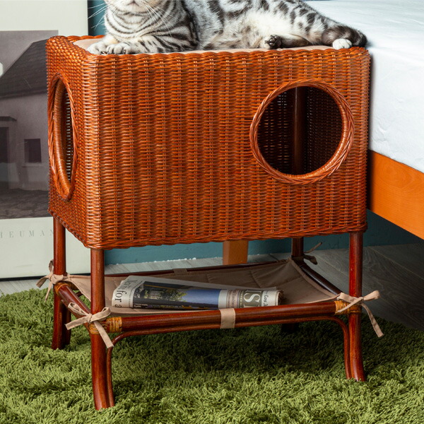 超安い 贈り物 高級感 おしゃれ ペット 猫用ベッド サイドベッド ラタンベッド プレゼント インテリア 代引不可 送料無料 映え かわいい Fl Crowncow Dynicons Com