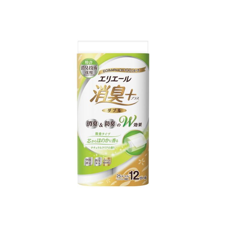 【単品20個セット】 エリエール消臭+トイレットナチュラルクリア12RW 大王製紙株式会社(代引不可)【送料無料】
