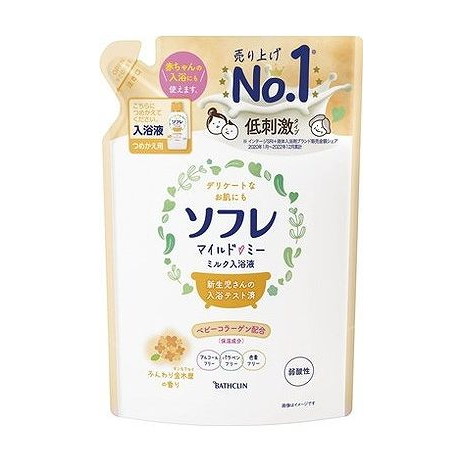 【単品18個セット】 ソフレ マイルド・ミー ミルク入浴液 ふんわり金木犀の香り つめかえ用 600mL バスクリン(代引不可)【送料無料】|リコメン堂生活館