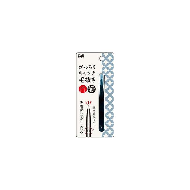 【単品14個セット】 貝印 がっちりキャッチ毛抜き(ブラック)(代引不可)【送料無料】
