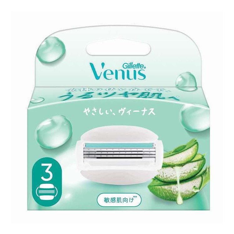 【単品18個セット】 ヴィーナス うるツヤ肌敏感肌むけ3枚刃替刃3B ジレット 1個(代引不可)【送料無料】|リコメン堂生活館