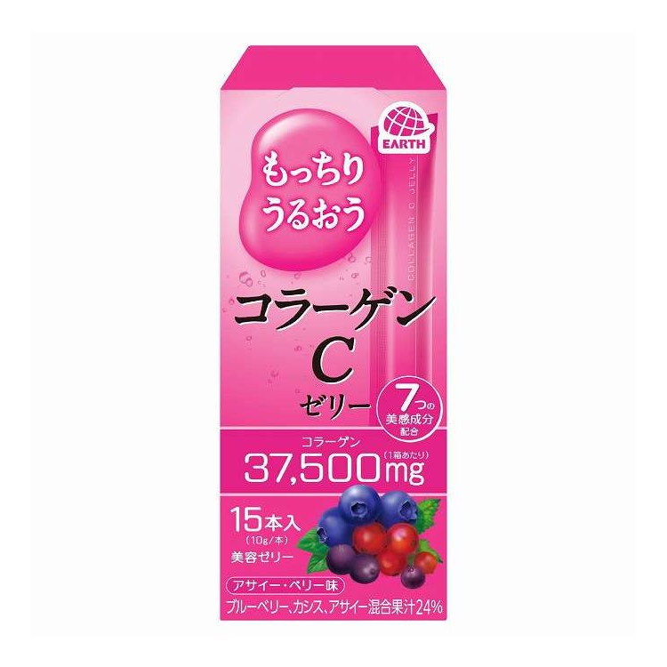 【単品18個セット】 もっちりうるおうコラーゲンCゼリー アサイー・ベリー味 15本入 アース製薬 15本(代引不可)【送料無料】