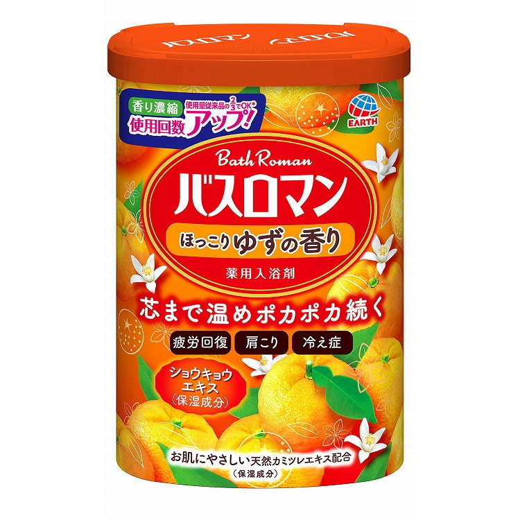 【単品16個セット】バスロマン ほっこりゆずの香り 600G アース製薬(代引不可)【送料無料】