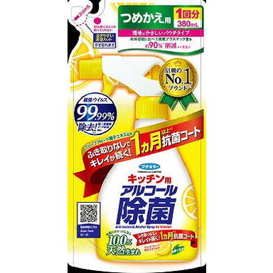 【単品16個セット】キッチン用アルコール除菌スプレーつめかえ用380ML フマキラー(代引不可)【送料無料】