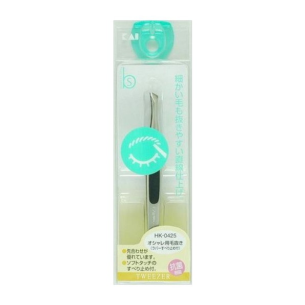 【単品18個セット】 HK0425オシャレ毛抜きラバー滑り止め付 貝印株式会社(美粧)(代引不可)【送料無料】