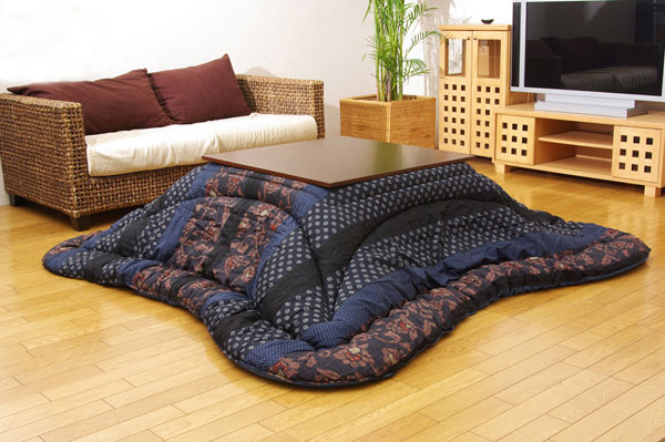 こたつ厚掛け布団単品 国内プリント 『万葉』 ブルー 205×245cm【送料無料】【代引き不可】|リコメン堂生活館