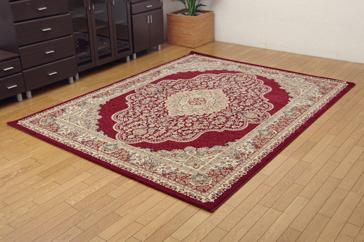 トルコ製 ウィルトン織り カーペット 『ベルミラ RUG』 ワイン 160x230cm(代引不可)【送料無料】|リコメン堂生活館