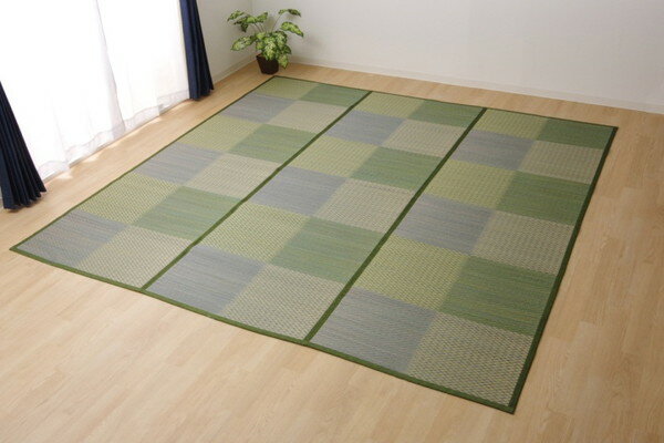い草ラグ 花ござ カーペット ラグ 4.5畳 格子柄 市松柄 DXピーア ブルー 本間4.5畳 約286×286cm 裏:不織布(代引不可)【送料無料】|リコメン堂生活館