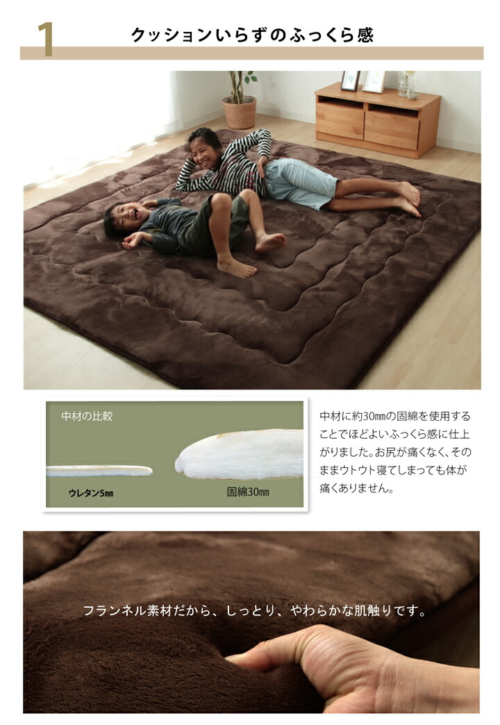 ラグこたつ敷き布団長方形大幅広ラグ約220×300cm無地敷き物こたつ敷きボリュームタイプ(代引不可)【送料無料】