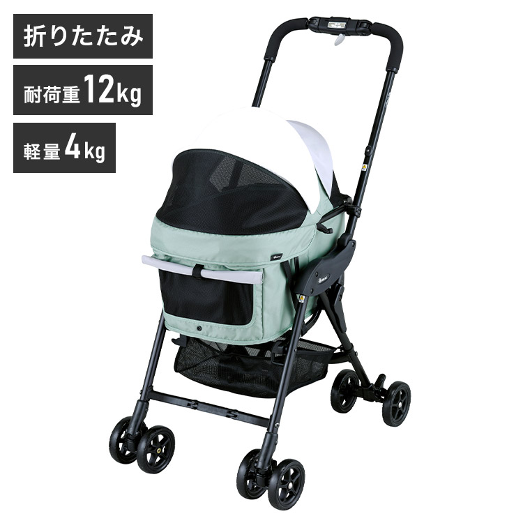 コムペット ペットカート ミリミリライトα バニアングリーン 折りたたみ 折り畳み コンパクト 軽量 ペット用 カート キャリー バギー お出かけ お散歩 犬用 猫用 コンビ compet【送料無料】