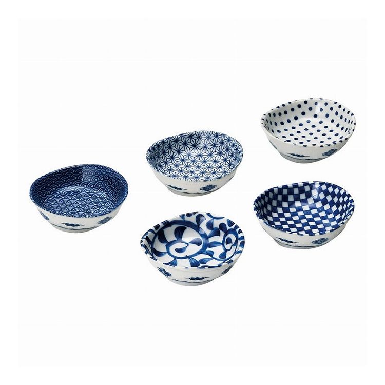 楽天市場】藍染 楕円小鉢5柄揃 K20488028 食器 セット [△][AS