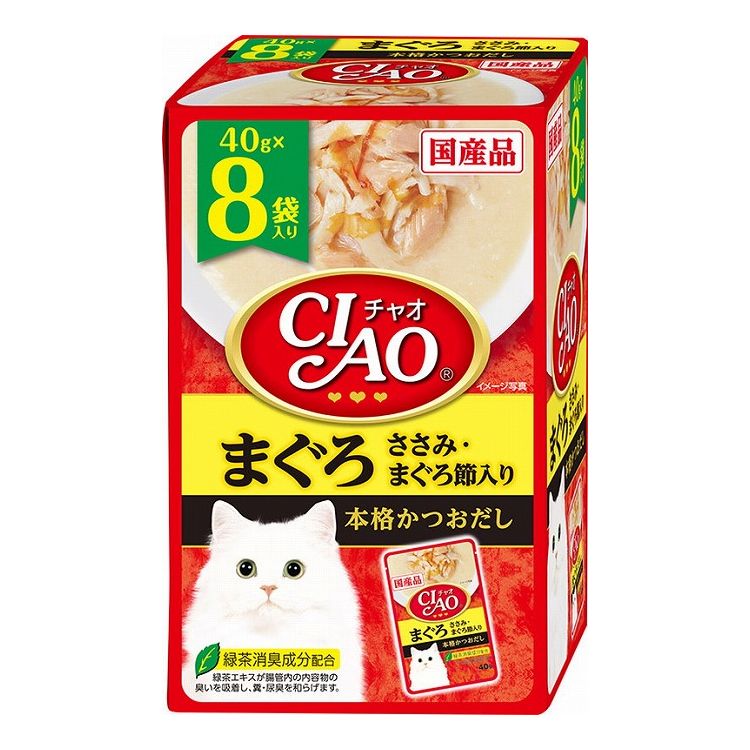 【12個セット】 CIAO パウチ まぐろ ささみ・まぐろ節入り 40g×8袋 x12【送料無料】