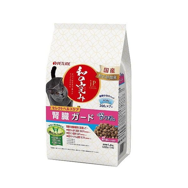 【4個セット】 ペットライン JPスタイル 和の究み セレクトヘルスケア 腎臓ガード かつお味 1.4kg (200g×7)【送料無料】