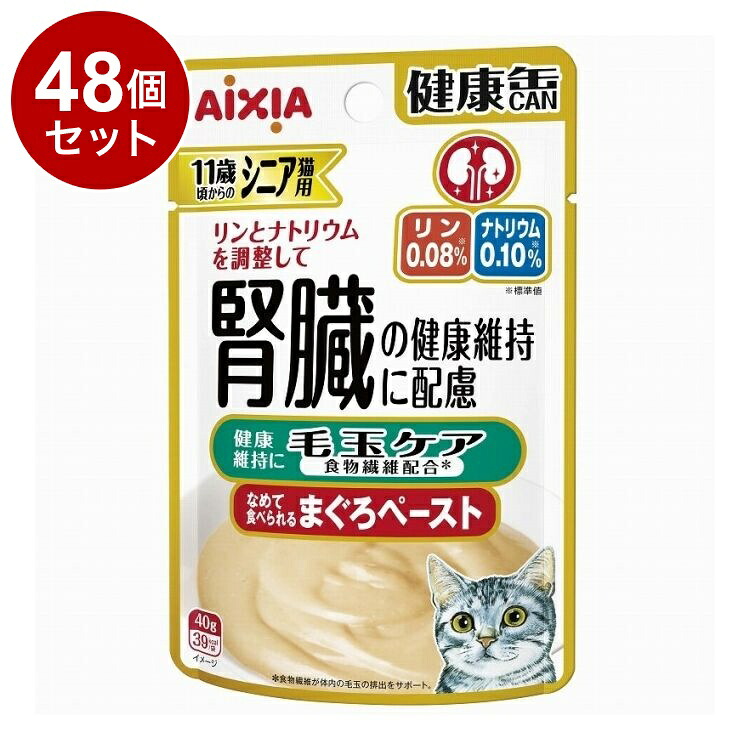 【48個セット】 アイシア 健康缶パウチ シニア猫用 毛玉ケア 40g【送料無料】