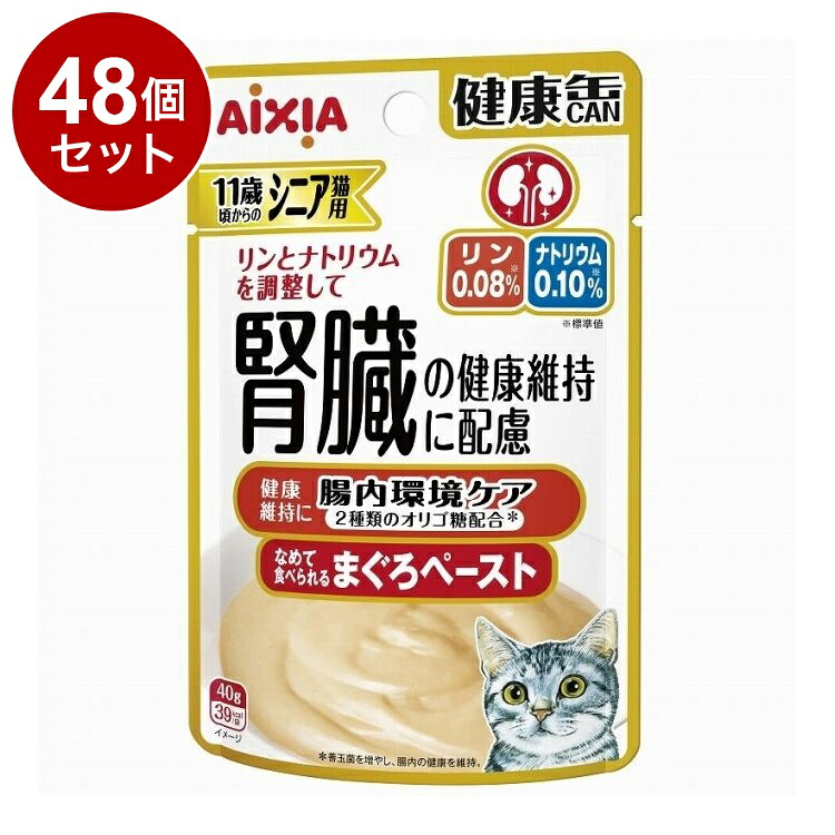 【48個セット】 アイシア 健康缶パウチ シニア猫用 腸内環境ケア 40g【送料無料】