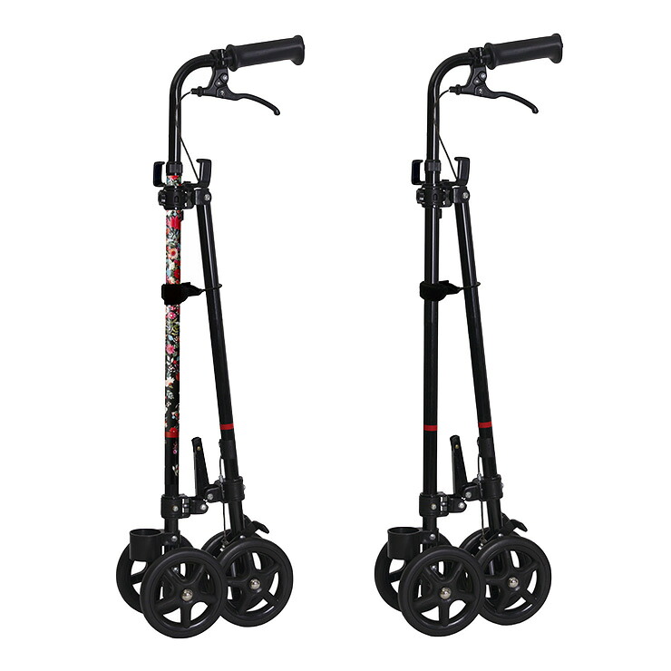 杖 ステッキ 車輪付き ハンドレールステッキ フジホーム 幅17cm 奥行45cm 高さ76cm~88cm 折りたたみ 手すり フック ブレーキ(代引不可)【送料無料】｜リコメン堂生活館 14,032円