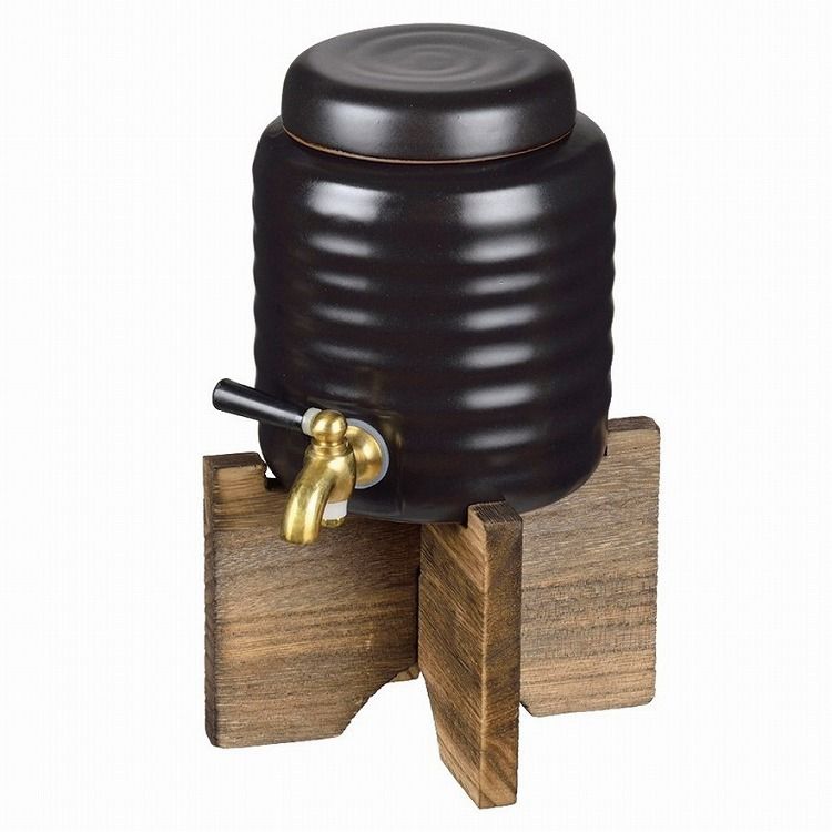 焼酎サーバー 陶器製 木製台付き 楽天市場】陶器製焼酎サーバー 木台付和楽1.0L パール金属 【L