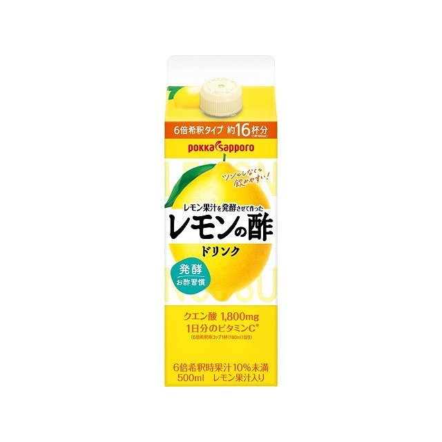 【単品12個セット】 ポッカサッポロ レモン果汁を発酵させて作った酢 500mlx12 まとめ買い まとめ売り お徳用 大容量 セット販売(代引不可)【送料無料】|リコメン堂生活館