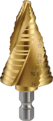 ＴＲＵＳＣＯ ステップドリル 3枚刃チタンコーティング 6～34ｍｍ 段数11【3S-NMS-34G】(穴あけ工具・ステップドリル)【送料無料】 12,967円