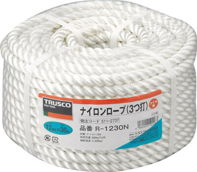 ＴＲＵＳＣＯ ナイロンロープ 3つ打 線径12ｍｍＸ長さ30ｍ【R-1230N】(ロープ・ひも・ロープ)【送料無料】