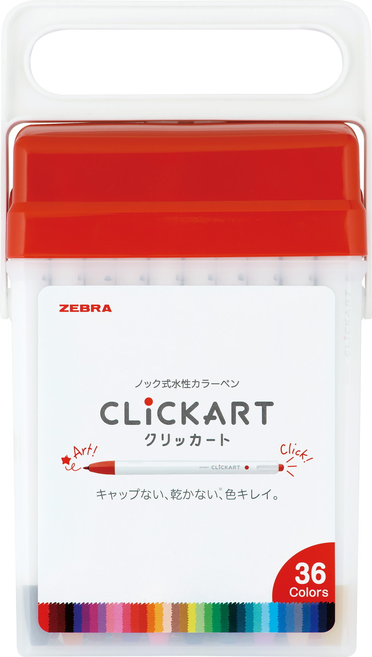 クリッカート36色セットNWYSS22-36C-Nゼブラ乾かないノック式水性マーカー持ち運びしやすい