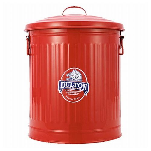 DULTON ゴミ箱 ガベージカン ダストボックス 24L ふた付き レッド おしゃれ かわいい アンティーク 北欧 小物入れ 丸形 リビング キッチン 海外風 シンプル 道具箱 GARBAGE CAN (代引不可)【送料無料】