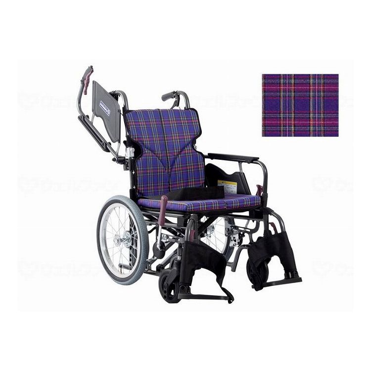 カワムラサイクル モダンCstyle 介助用 16インチ中・高床 紫チェック(A11) 座幅38 前座47cm KMD-C16-38-SH(代引不可)【送料無料】｜リコメン堂生活館