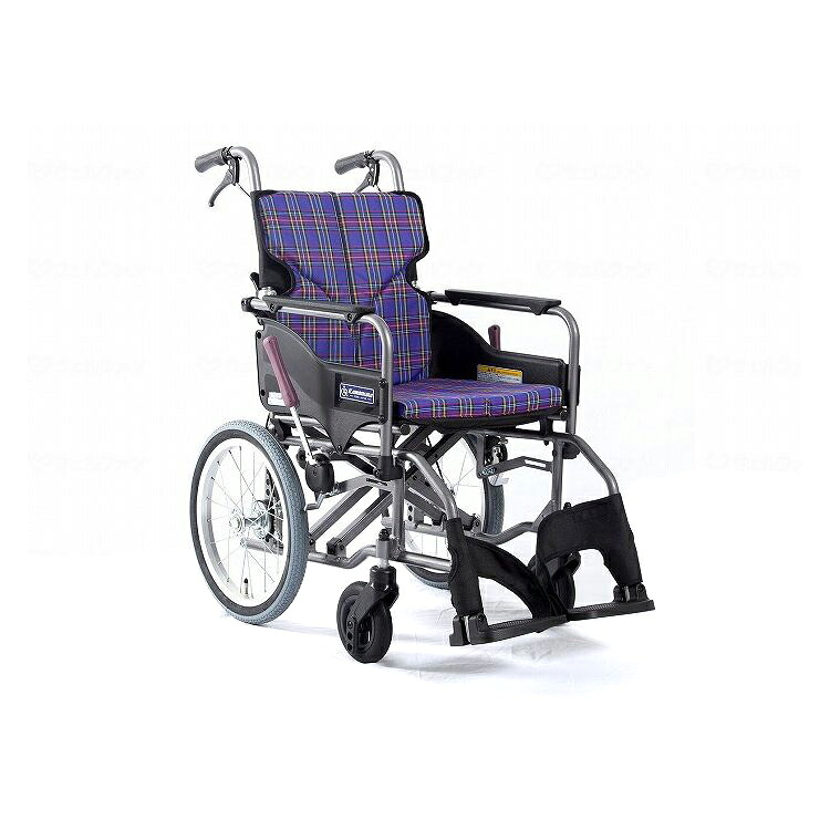 カワムラサイクル モダンAstyle 背折れ介助用 KMD-A16-42-SH 紫チェック(A11) 座幅42-前座47cm 車いす 車椅子 車イス キャリー 車 移動 介護 補助(代引不可)【送料無料】｜リコメン堂生活館