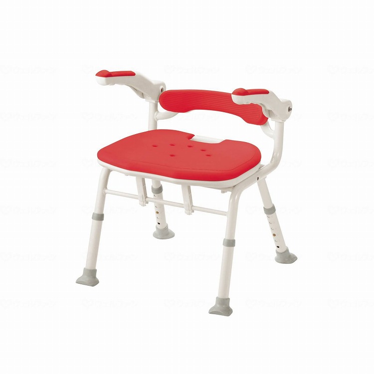 アロン化成 折りたたみシャワーベンチ ISフィット 骨盤サポートタイプ レッド(代引不可)【送料無料】