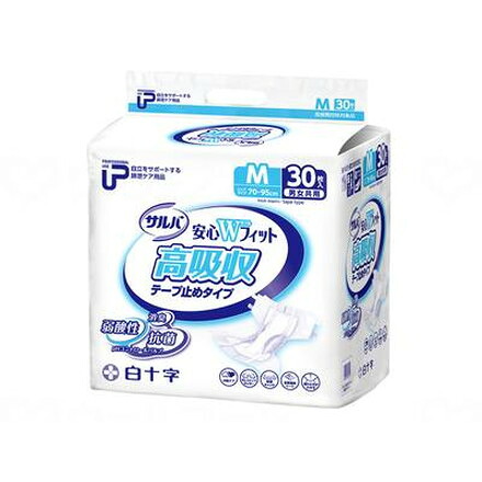 白十字 PUサルバ安心Wフィット 高吸収テープ ケース M30枚 35611(代引不可)【送料無料】