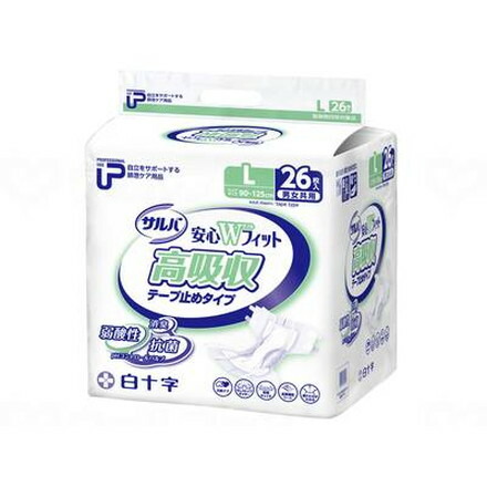 白十字 PUサルバ安心Wフィット 高吸収テープ 袋 L26枚 35613(代引不可)【送料無料】 4,366円