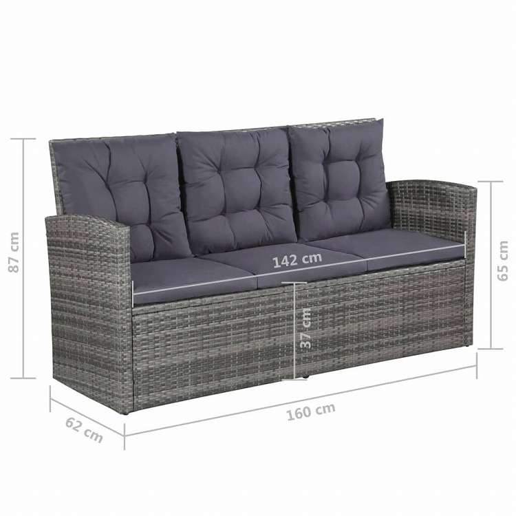 vidaXL ガーデンラウンジ6点セット クッション付き ポリラタン製 グレー家具 アウトドア家具 屋外家具セット(代引不可) 51,724円