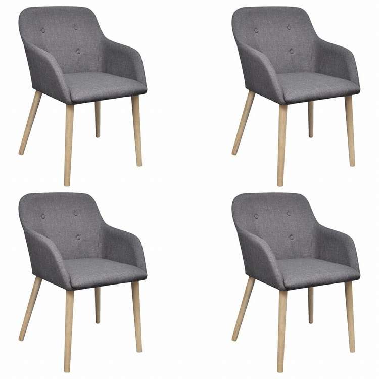 vidaXL ダイニングチェア 4点セット ライトグレー 布&オーク無垢材家具 チェア キッチン・ダイニングルームチェア(代引不可)|リコメン堂生活館