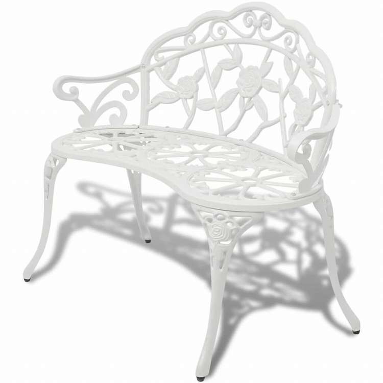 vidaXL ガーデンベンチ 100cm アルミ鋳物 ホワイト家具 アウトドア家具 屋外椅子 アウトドアベンチ(代引不可)|リコメン堂生活館
