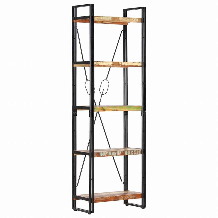 vidaXL 5段 書棚 60x30x180cm 無垢の再生木材家具 棚 本棚・オープンラック(代引不可)｜リコメン堂生活館 11,804円