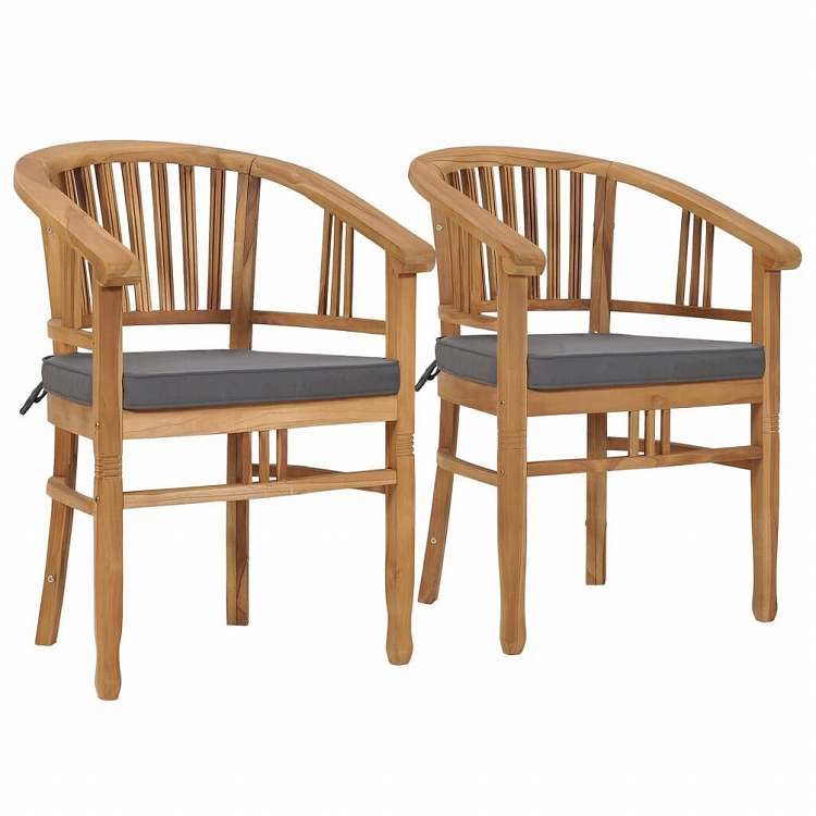vidaXL ガーデンチェア クッション付き 2点 チーク無垢材家具 アウトドア家具 屋外椅子 アウトドアベンチチェア(代引不可)｜リコメン堂生活館