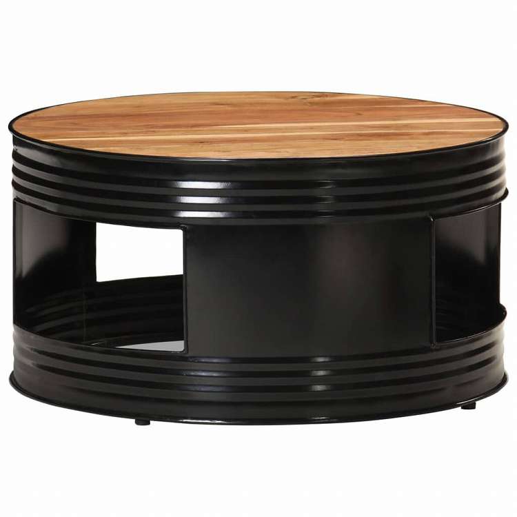 vidaXL コーヒーテーブル ブラック 68x68x36cm アカシア無垢材家具 テーブル アクセントテーブル コーヒーテーブル(代引不可)