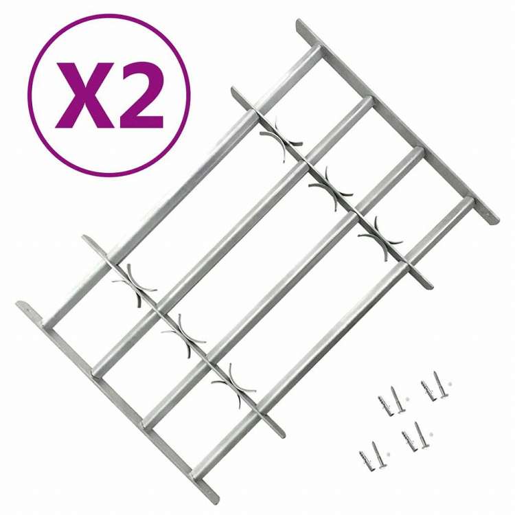 vidaXL 防犯用窓格子 調節可能 2点セット 1000-1500mmハードウェア 建築資材 窓(代引不可)|リコメン堂生活館