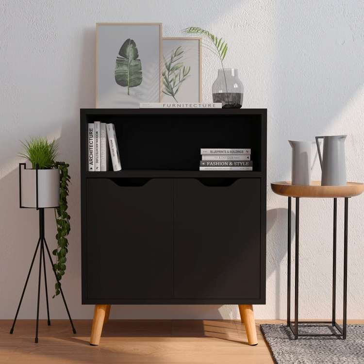 vidaXL サイドボード ブラック 60x30x72cm エンジニアリングウッド家具 キャビネット&収納 サイドボード(代引不可)