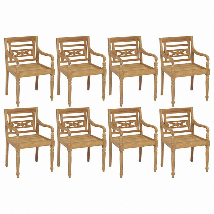 vidaXL バタビアチェア 8点 無垢チーク材 (4x43051)家具 アウトドア家具 屋外椅子 アウトドアベンチチェア(代引不可)