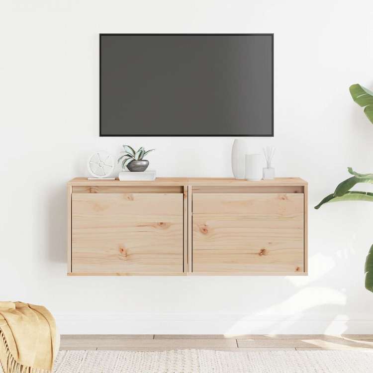 vidaXL ウォールキャビネット 2点 45x30x35 cm パイン無垢材家具 棚 壁面収納棚・壁面ラック(代引不可)｜リコメン堂生活館
