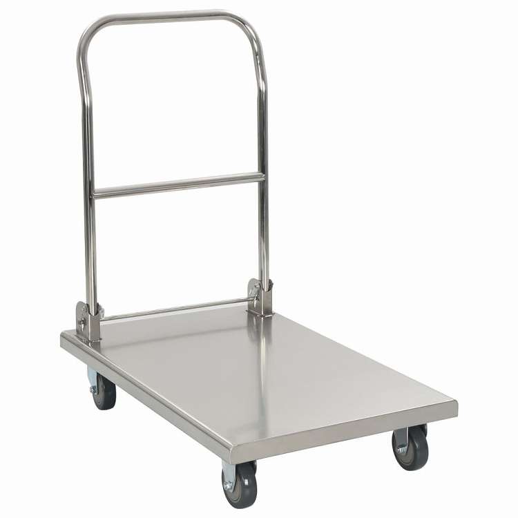 vidaXL プラットフォームトロリー シルバー 82x53x86cm ステンレススチール製 家具 トローリー キッチン・ダイニング トローリー|リコメン堂生活館