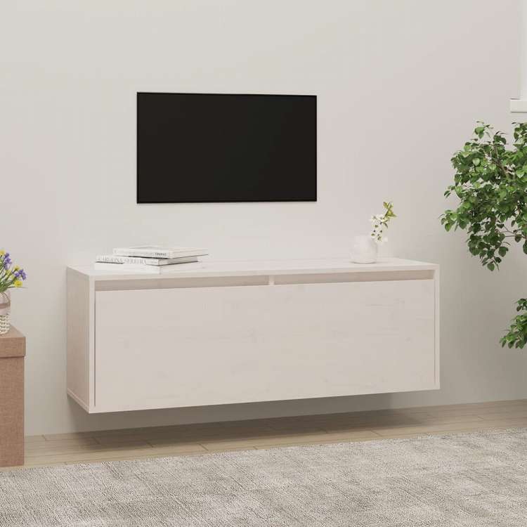 vidaXL ウォールキャビネット ホワイト 100x30x35 cm パイン無垢材家具 棚 壁面収納棚・壁面ラック(代引不可)｜リコメン堂生活館