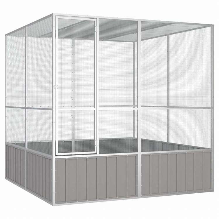 vidaXL バードケージ グレー 213.5x217.5x211.5 cm 亜鉛メッキ鋼動物&ペット用品 ペット用品 鳥用品 取りかご・スタンド(代引不可) 29,501円