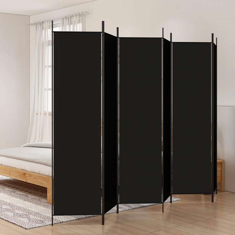 vidaXL 6枚パネル 間仕切り ブラック 300x200 cm 布製家具 間仕切り(代引不可)